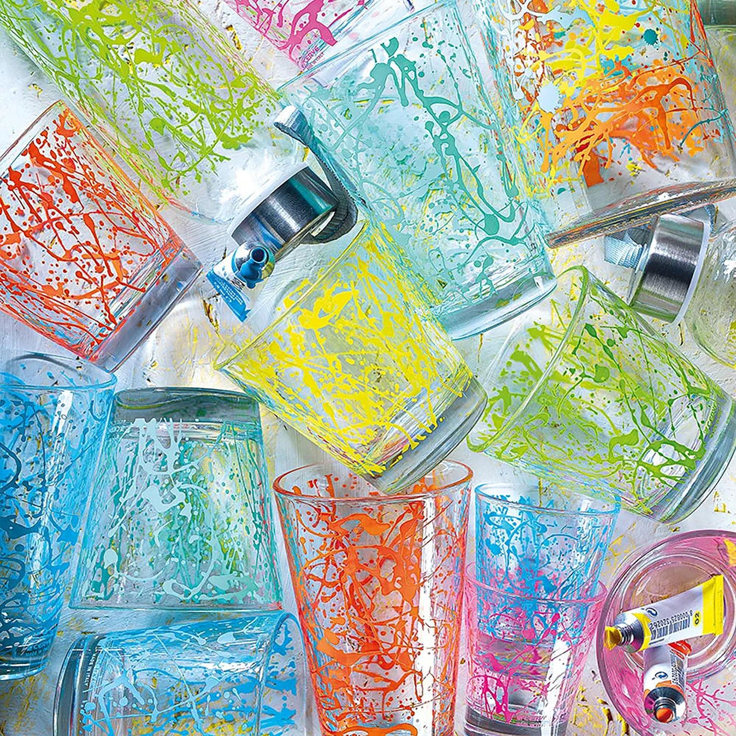 CERVE - Bicchieri in vetro multicolor Doodle 25 cl - set 6 pezzi